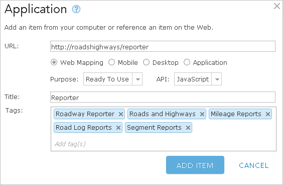 Registering the Roadway Reporter web app Registering the Roadway Reporter web app