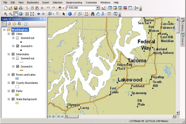 ArcMap document symbolized for multiple scales ArcMap document symbolized for multiple scales