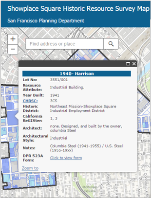Showplace Historic Resources Survey Map